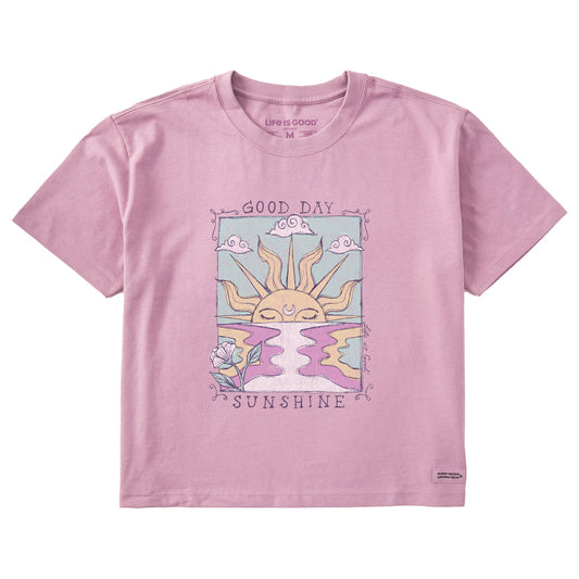 Women's Good Day Sunshine Ocean Short Sleeve Crusher Boxy Tee