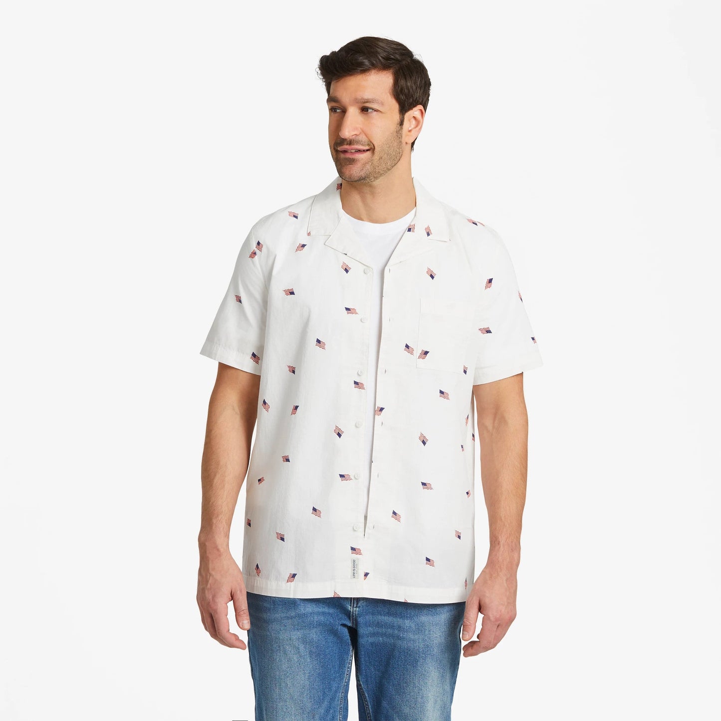 Men's Flag Pattern Camp Shirt
