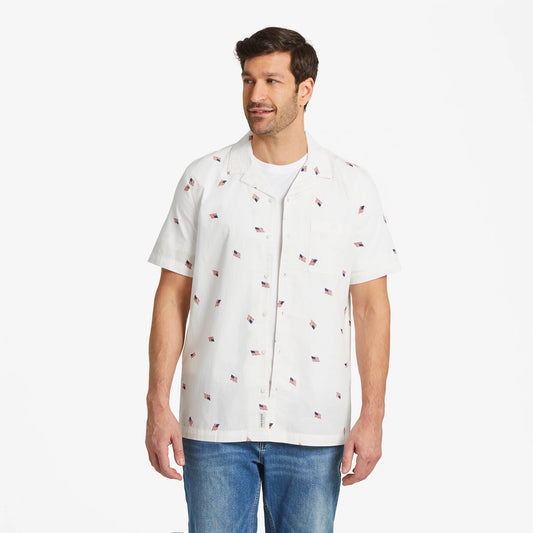 Men's Flag Pattern Camp Shirt