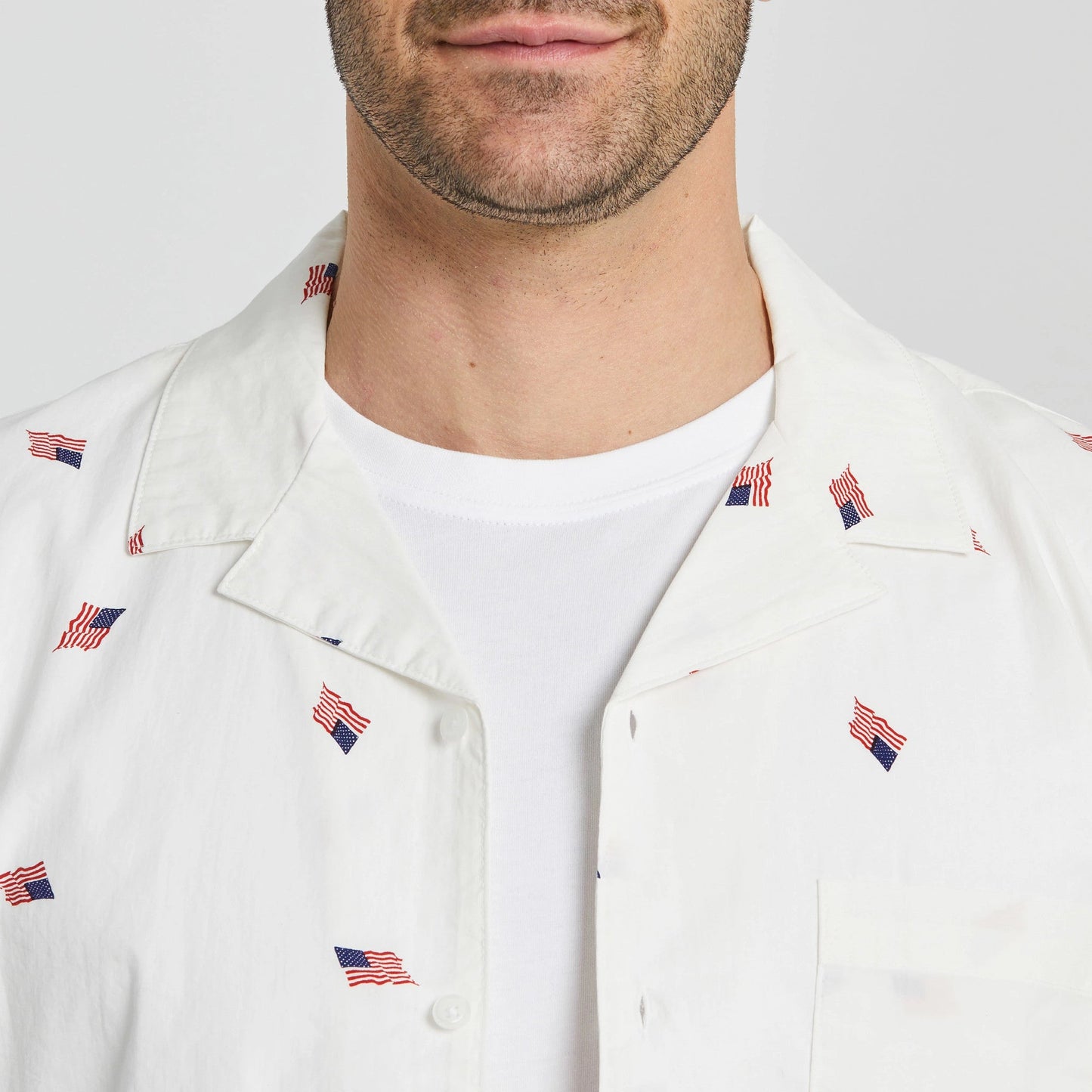 Men's Flag Pattern Camp Shirt