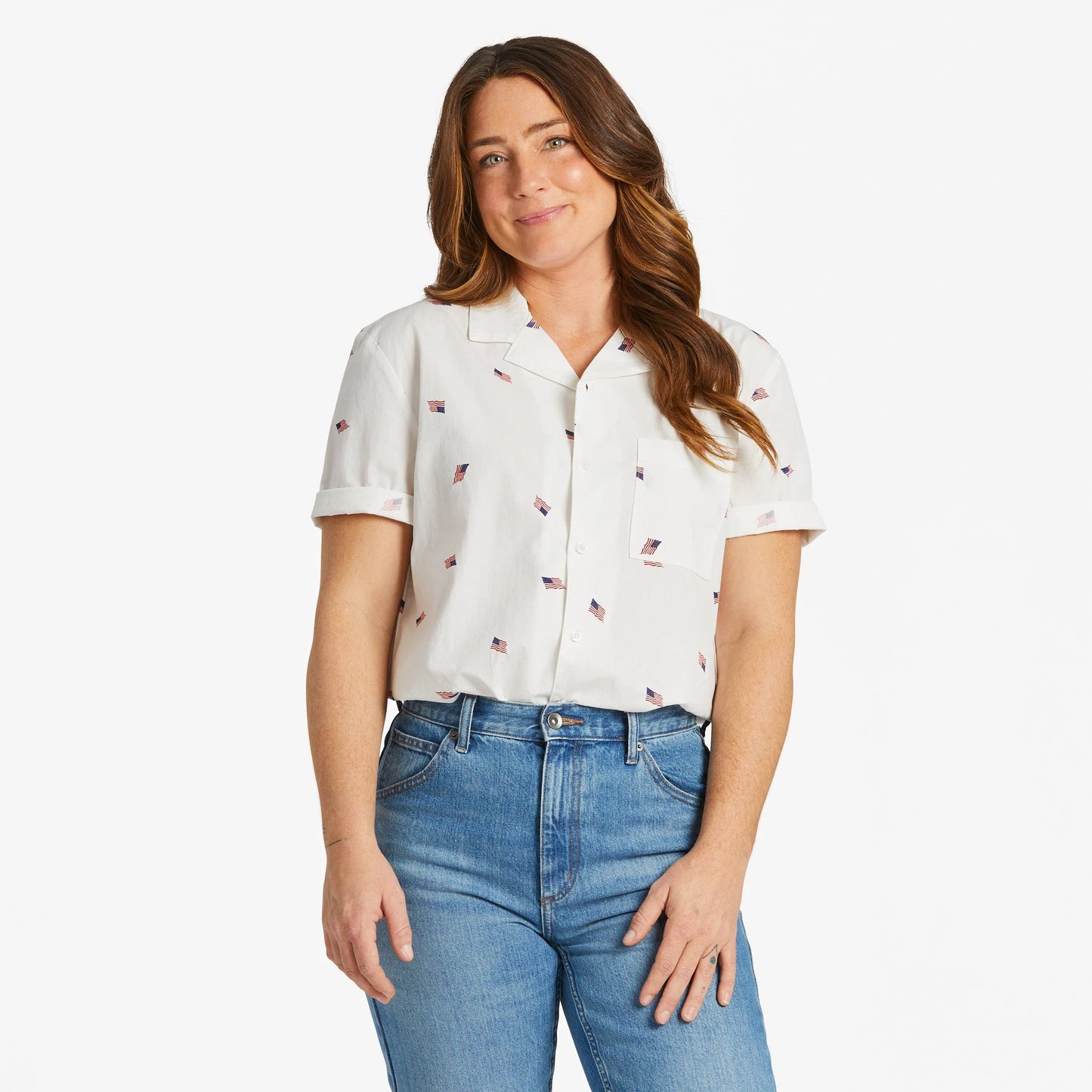 Men's Flag Pattern Camp Shirt