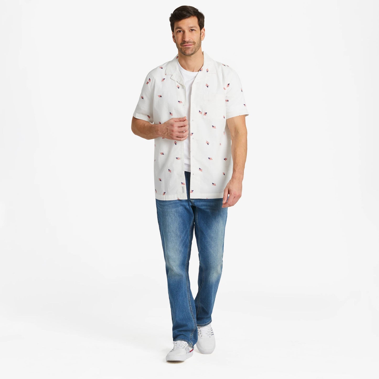 Men's Flag Pattern Camp Shirt