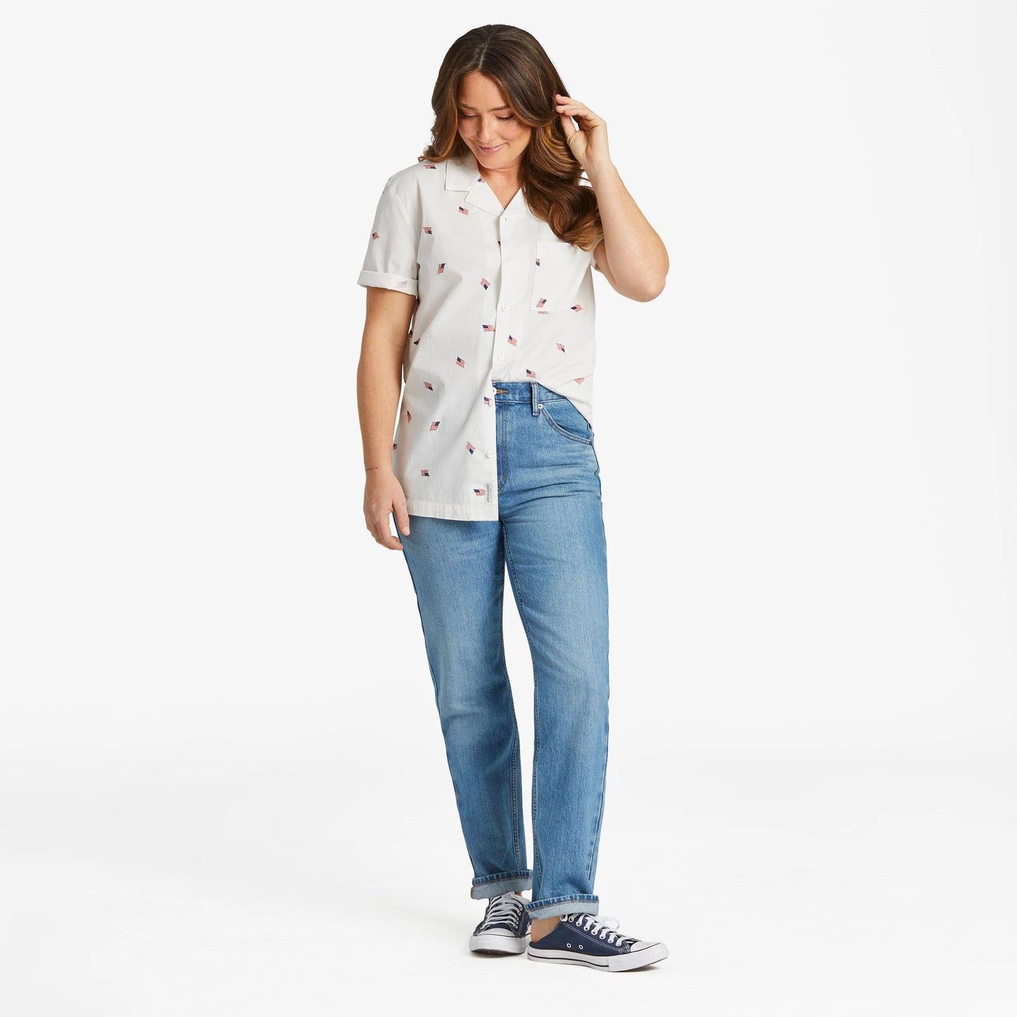 Men's Flag Pattern Camp Shirt