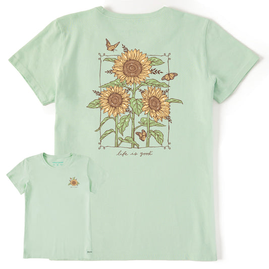 Women's Sunflowers & Monarchs Short Sleeve Crusher Tee