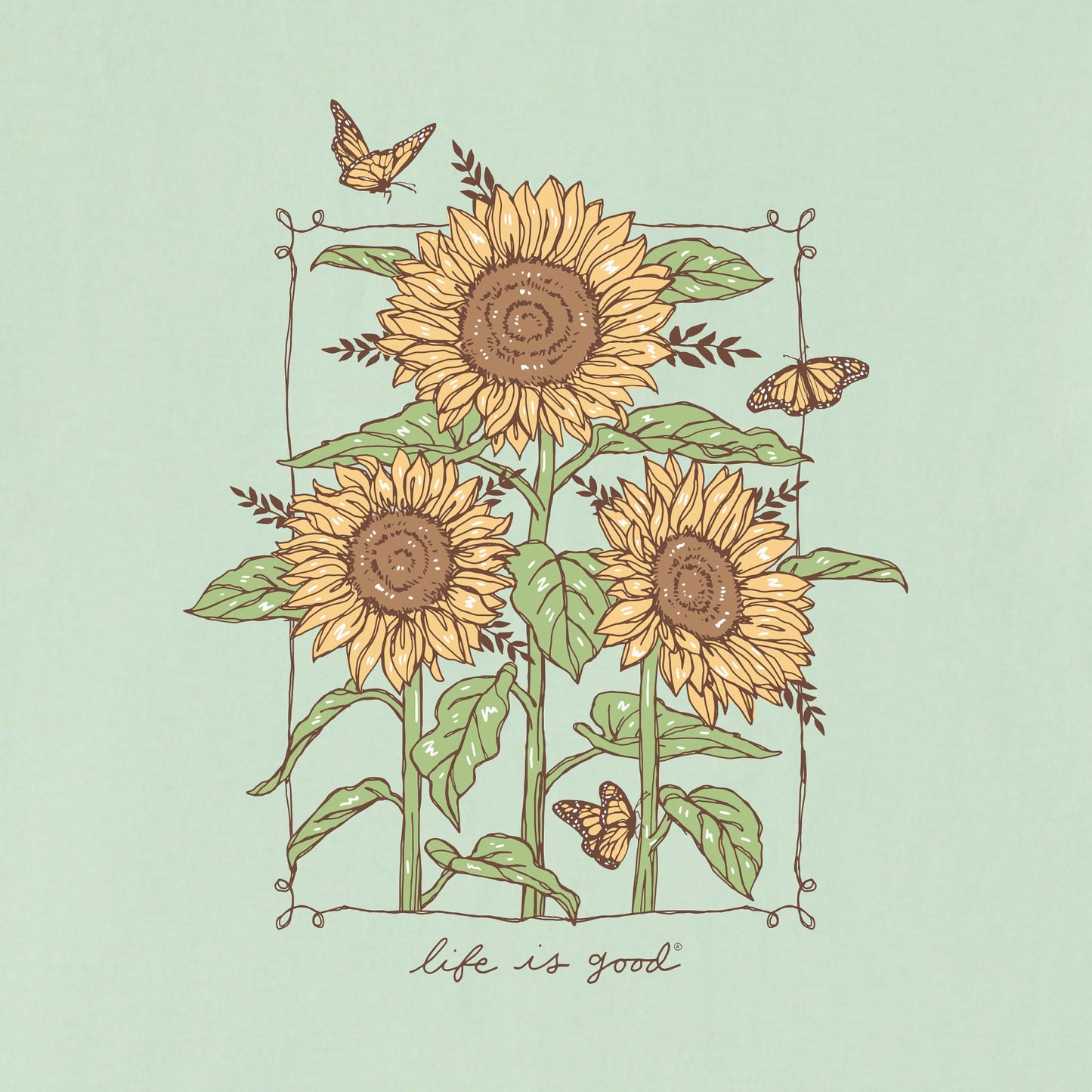 Women's Sunflowers & Monarchs Short Sleeve Crusher Tee