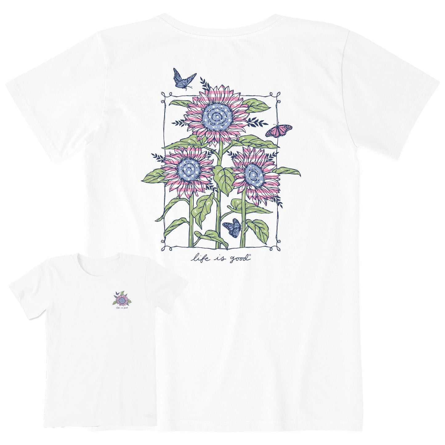Women's USA Sunflowers & Monarchs Short Sleeve Tee
