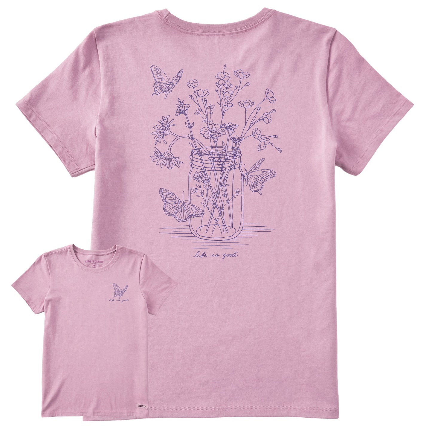 Women's Wildflower Jar and Butterflies Short Sleeve Tee