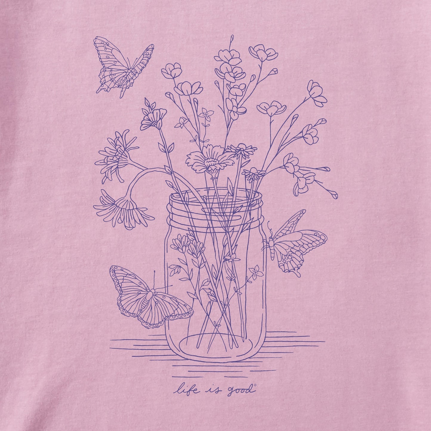 Women's Wildflower Jar and Butterflies Short Sleeve Tee