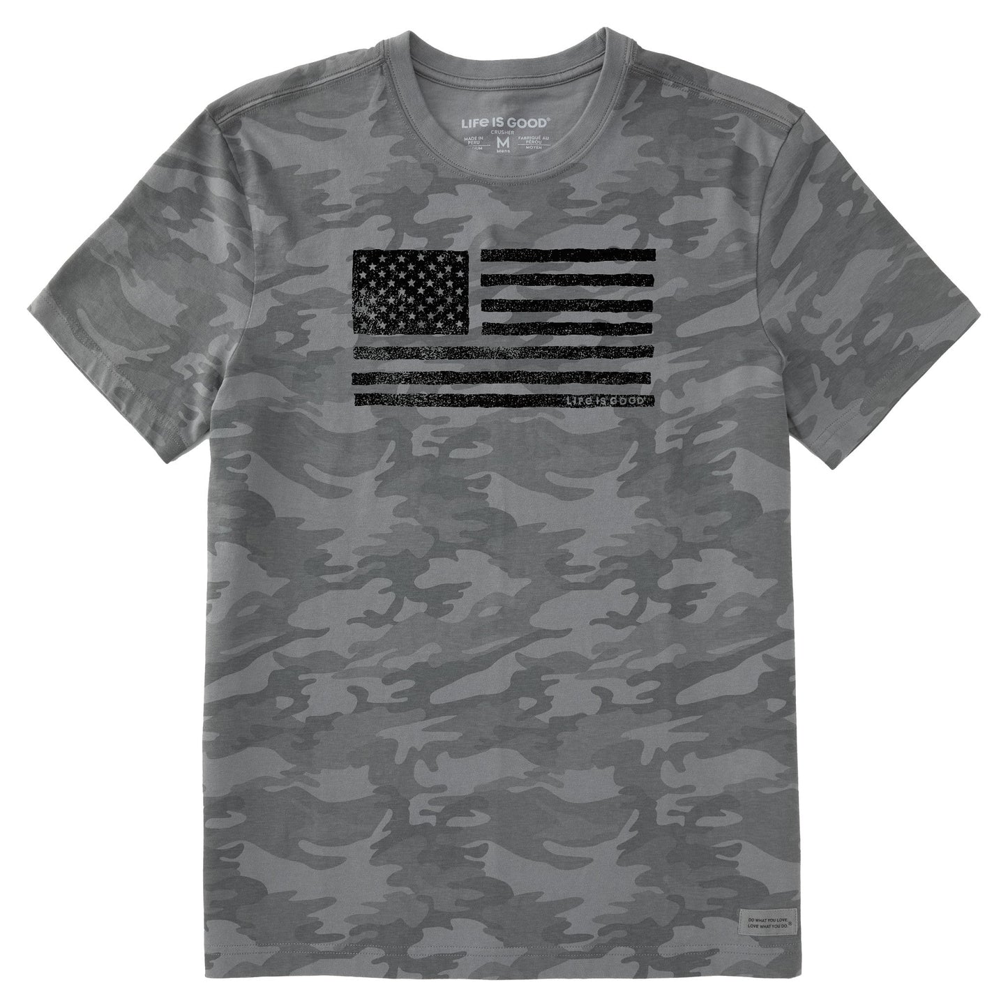 Men's Rustic American Flag Short Sleeve Allover Printed Crusher Tee