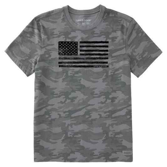 Men's Rustic American Flag Short Sleeve Allover Printed Crusher Tee