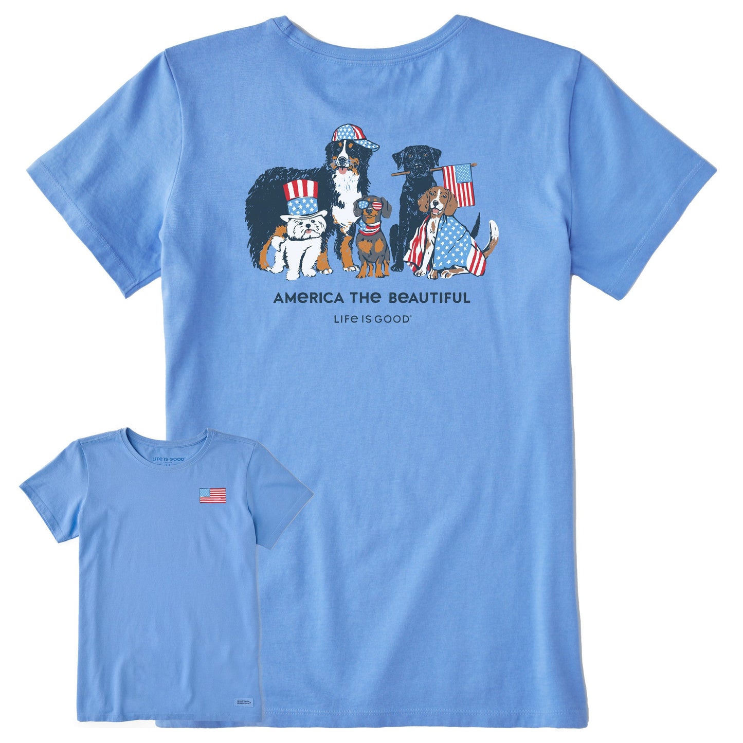 Women's America the Beautiful USA Dogs Short Sleeve Tee