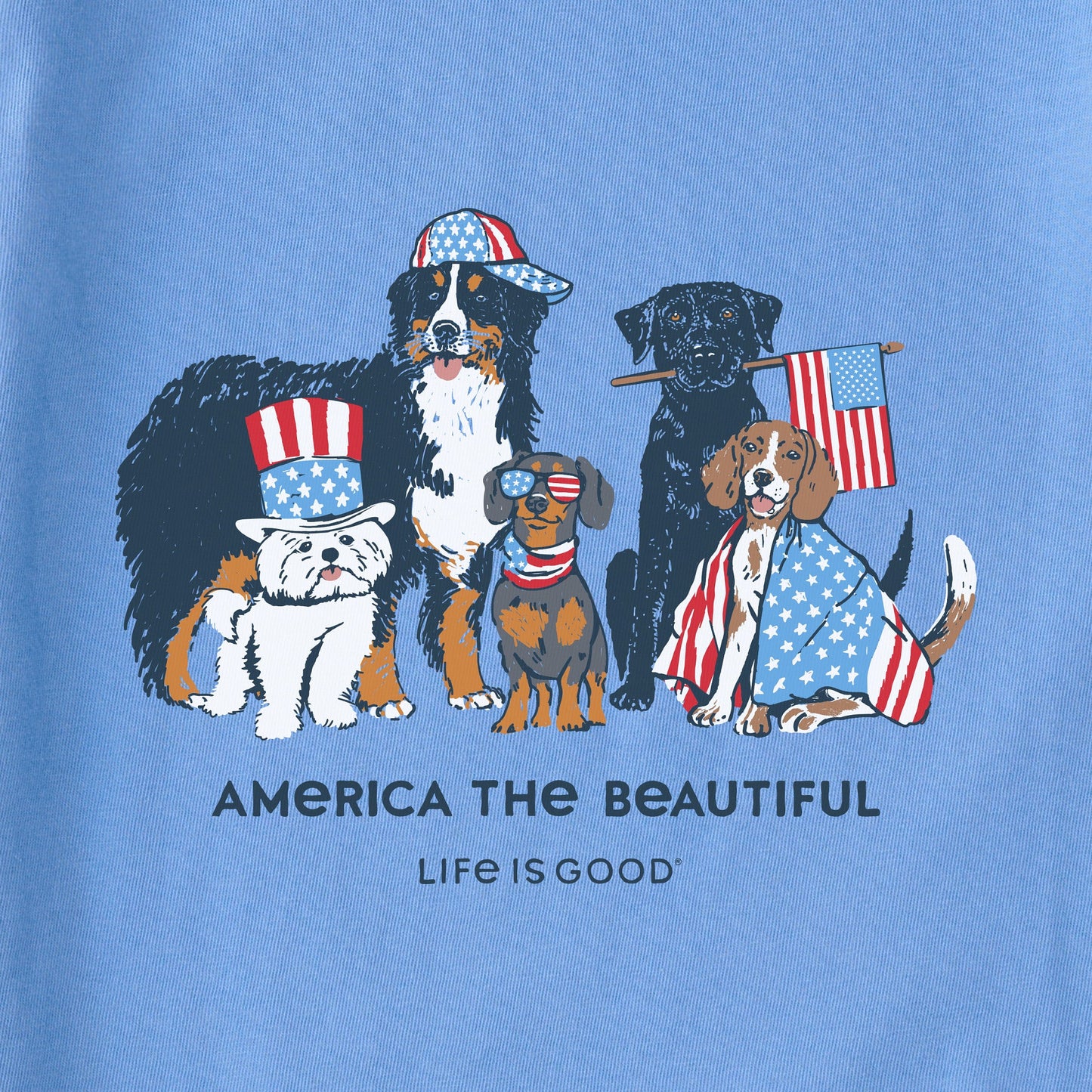 Women's America the Beautiful USA Dogs Short Sleeve Tee