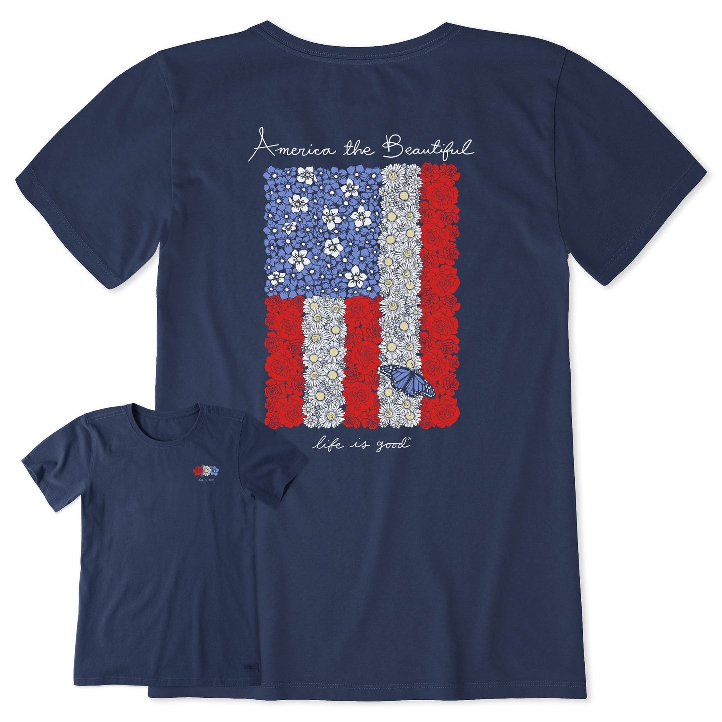 Women's Floral American Flag Short Sleeve Tee