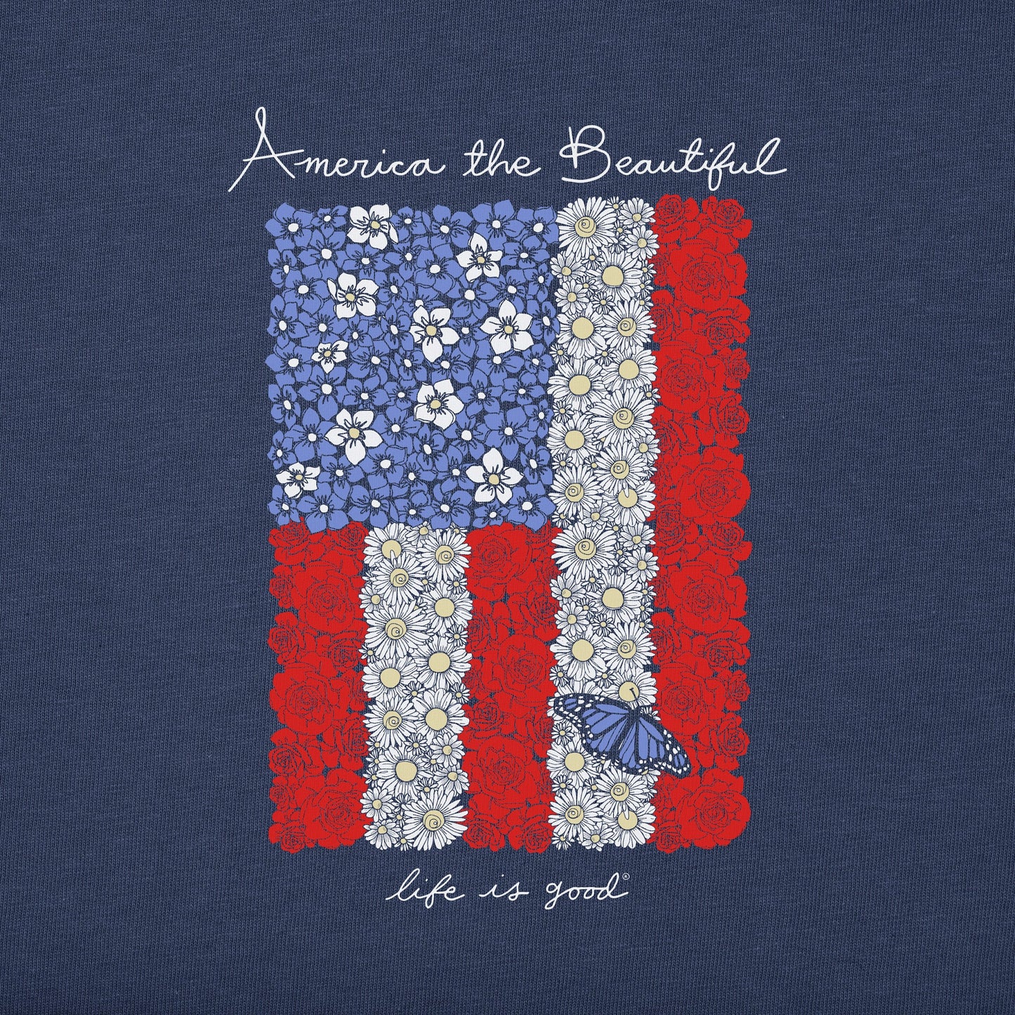 Women's Floral American Flag Short Sleeve Tee