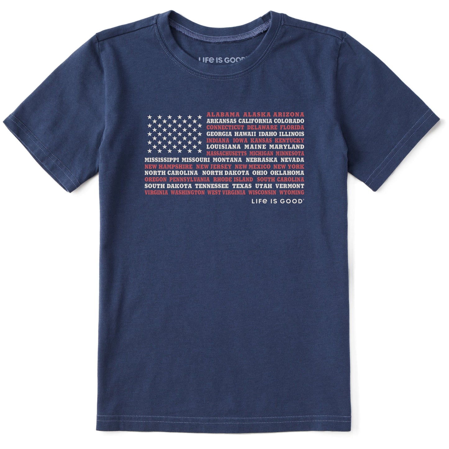Kids 50 States Flag Short Sleeve Crusher Tee