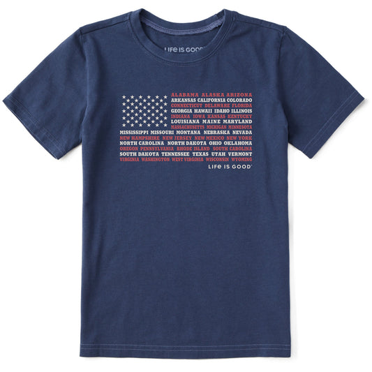 Kids 50 States Flag Short Sleeve Crusher Tee