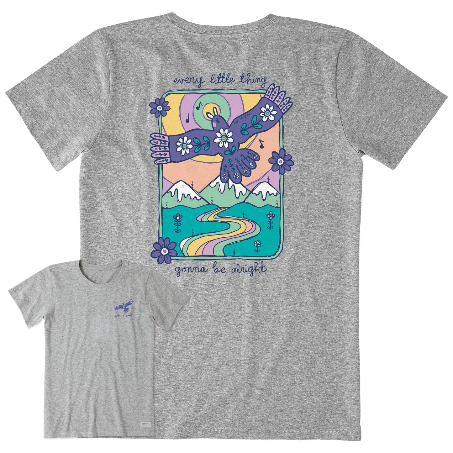 Women's Every Little Thing Bird and Mountains Short Sleeve Crusher Tee