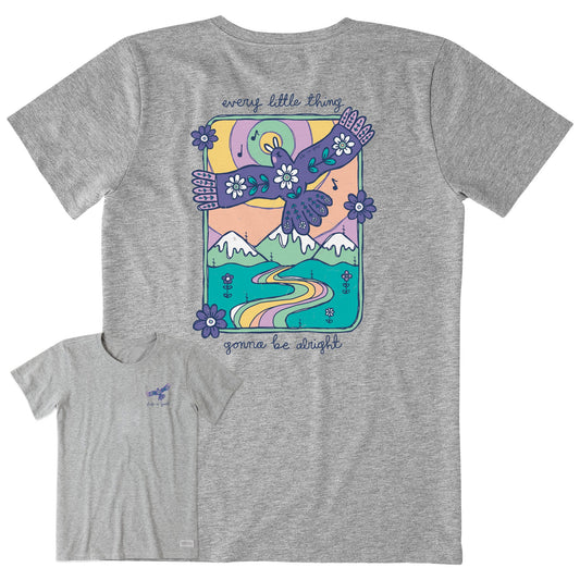 Women's Every Little Thing Bird and Mountains Short Sleeve Crusher Tee