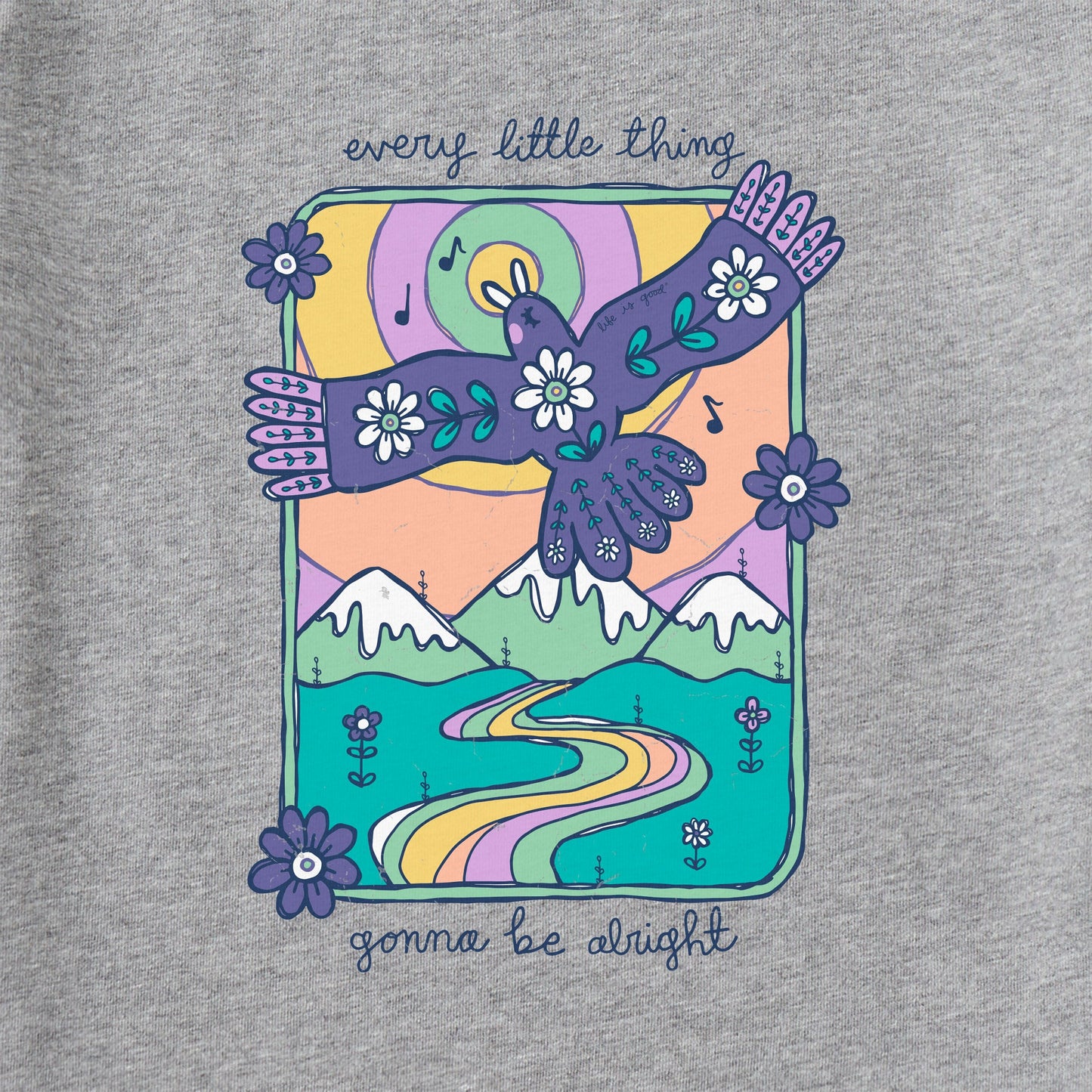 Women's Every Little Thing Bird and Mountains Short Sleeve Crusher Tee