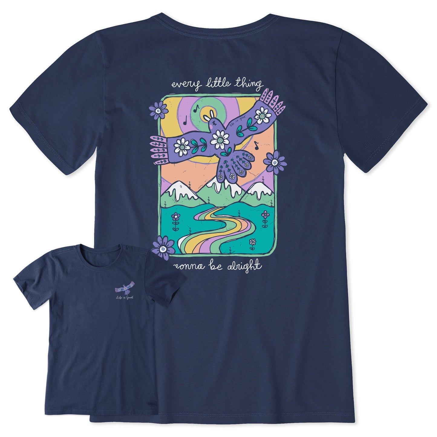 Women's Every Little Thing Bird and Mountains Short Sleeve Crusher Tee