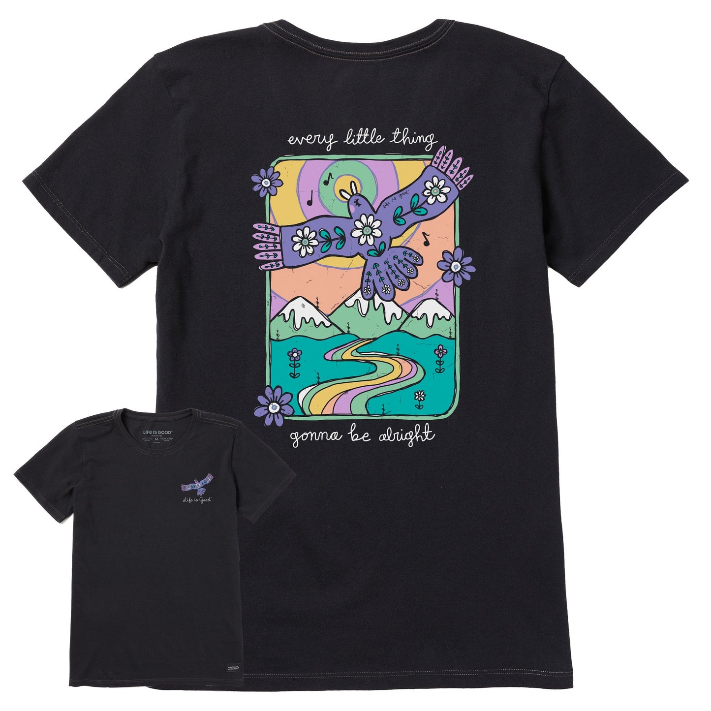 Women's Every Little Thing Bird and Mountains Short Sleeve Crusher Tee