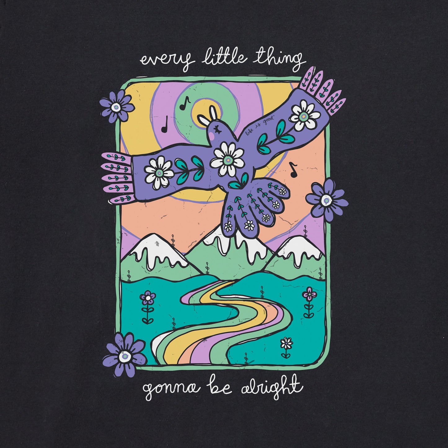 Women's Every Little Thing Bird and Mountains Short Sleeve Crusher Tee