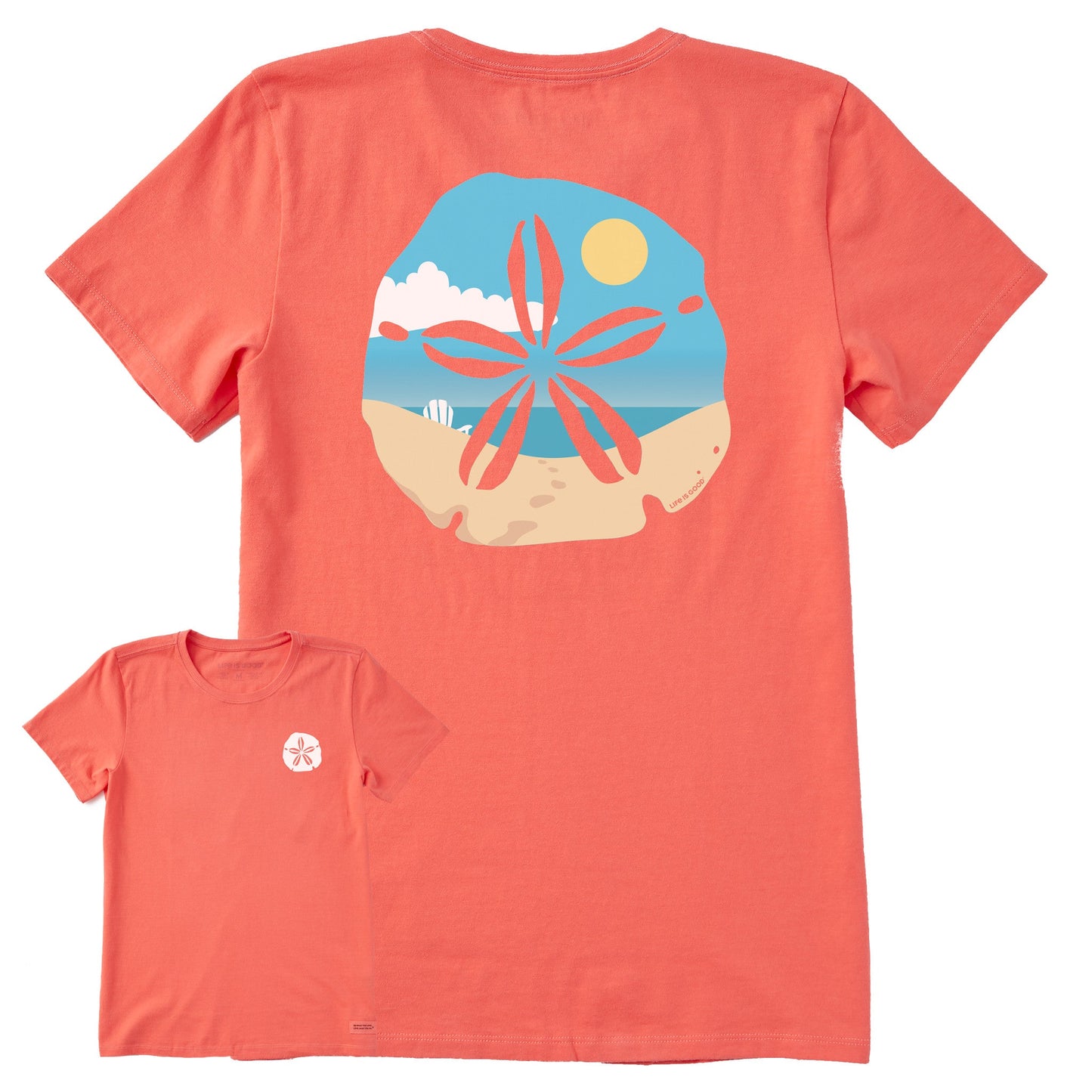 Women's Sand Dollar Beach Scene Short Sleeve Crusher Tee