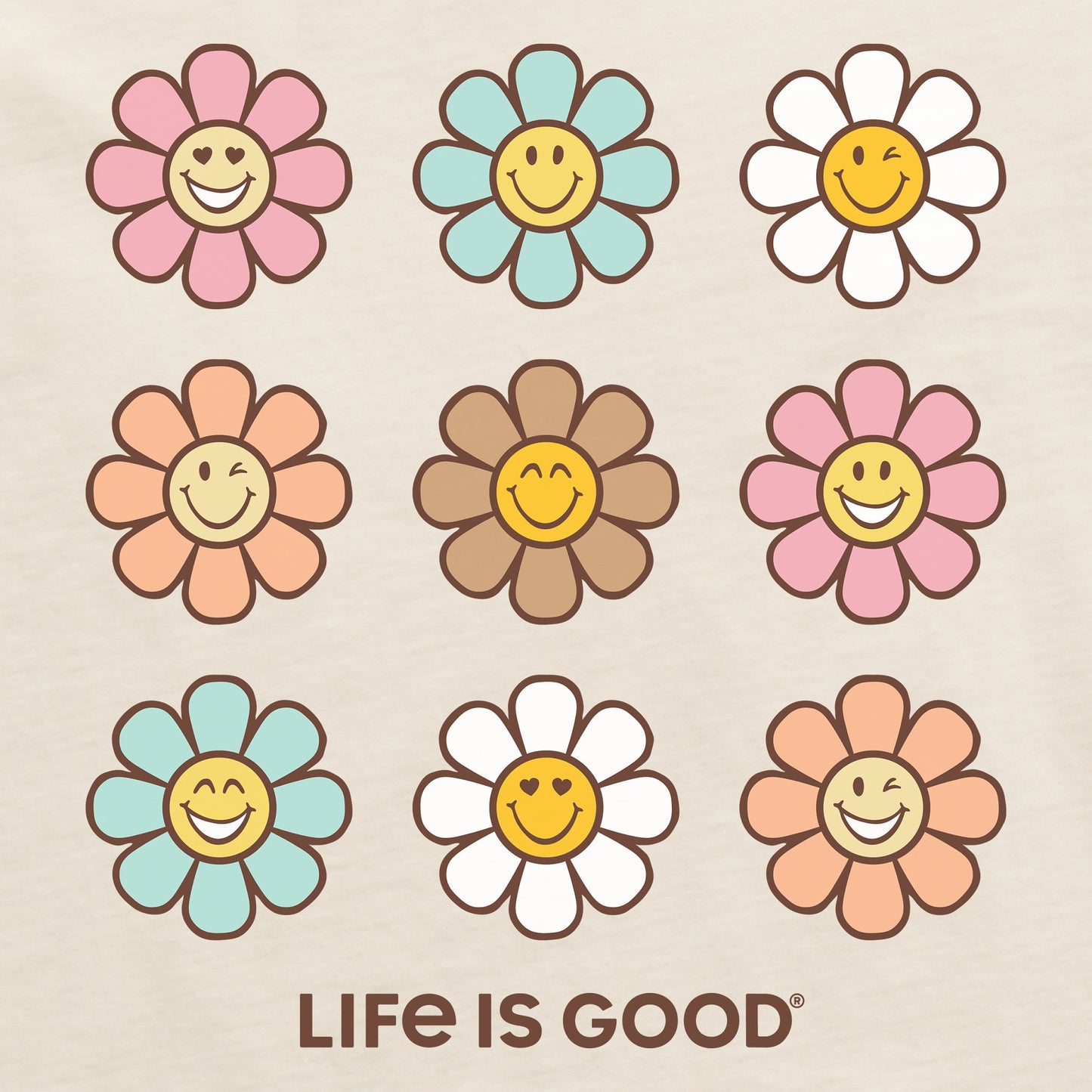 Women's Groovy Smile Daisies Short Sleeve Crusher Boxy Tee