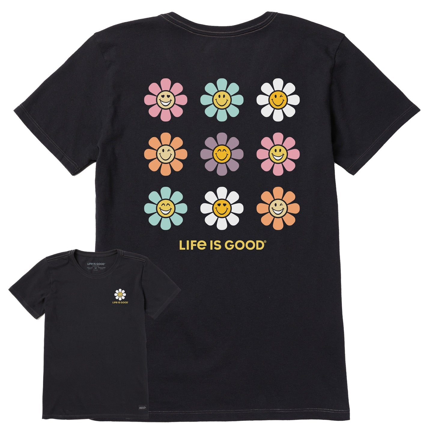 Women's Groovy Smile Daisies Short Sleeve Crusher Tee
