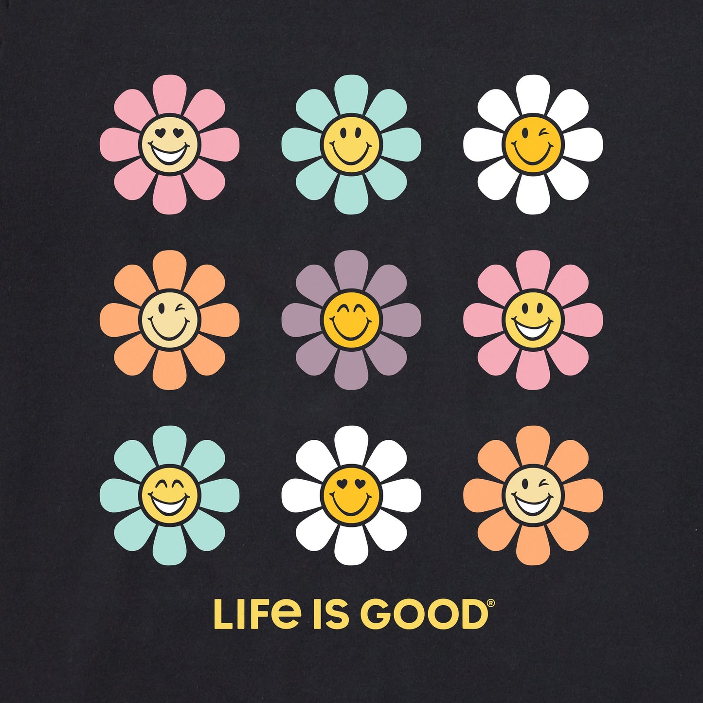 Women's Groovy Smile Daisies Short Sleeve Crusher Tee