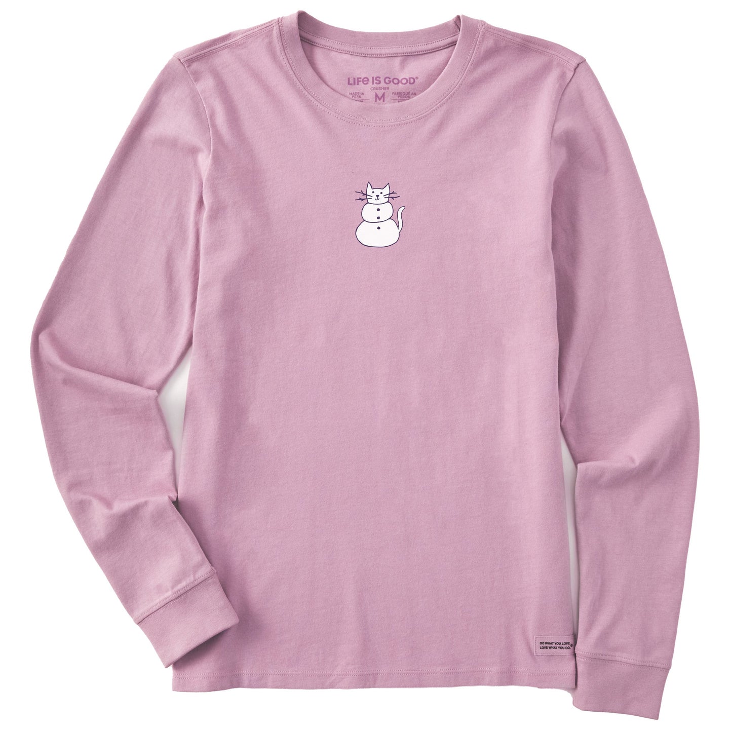 Women's Cat Snowman Long Sleeve Crusher Tee