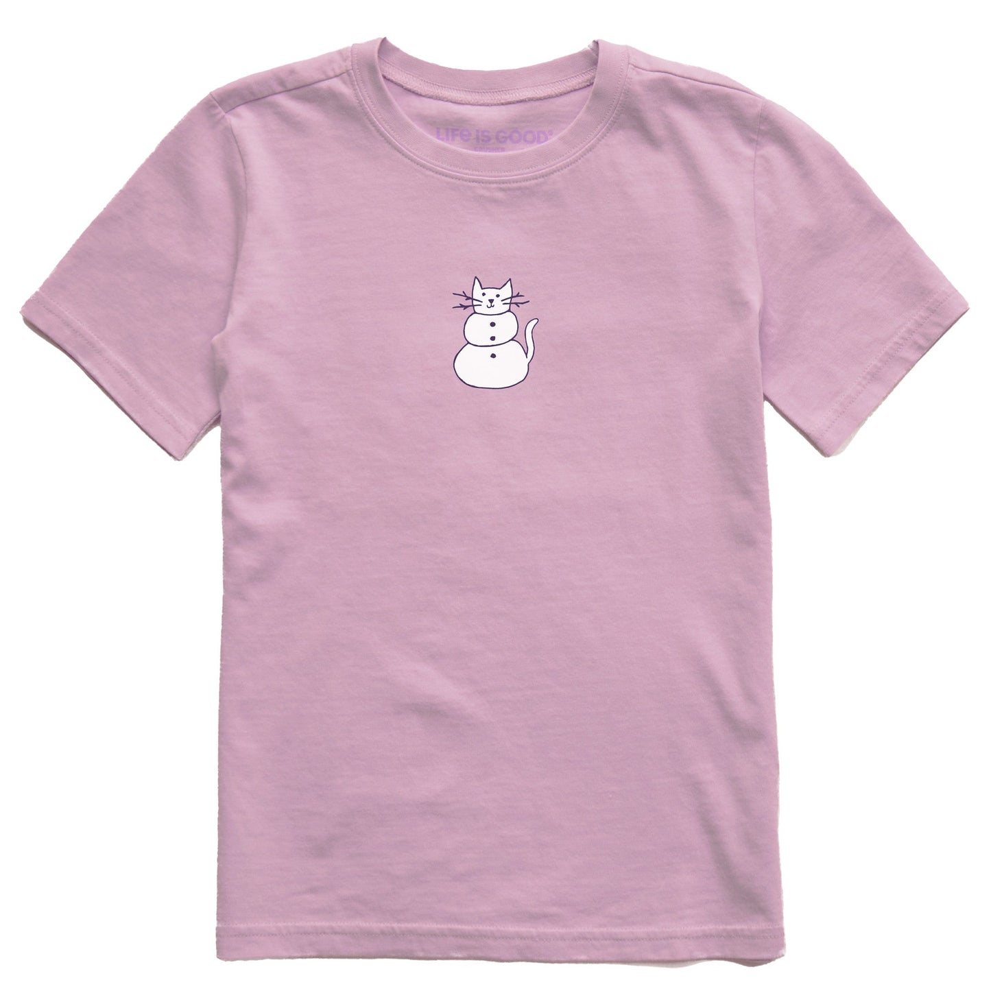 Kids Cat Snowman Short Sleeve Crusher Tee
