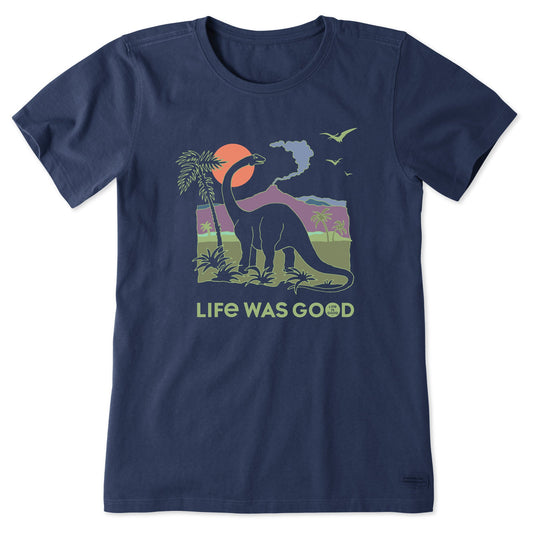Women's Dinosaur Life was Good Short Sleeve Crusher Tee