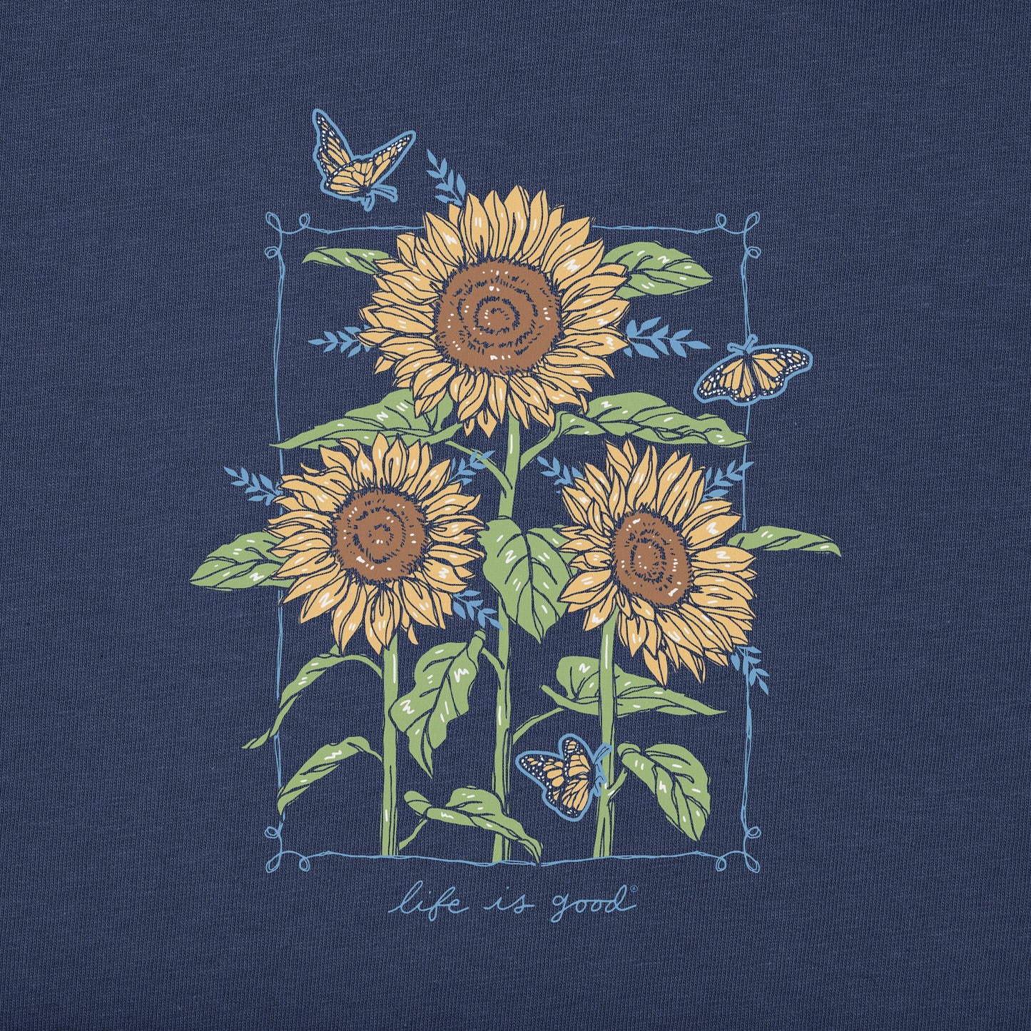 Women's Sunflowers & Monarchs Long Sleeve Crusher Tee