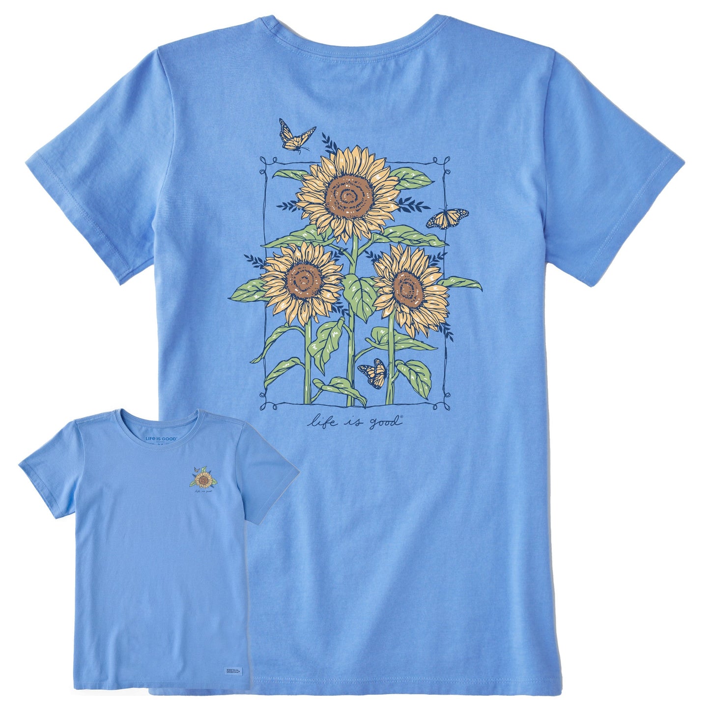 Women's Sunflowers & Monarchs Short Sleeve Crusher Tee