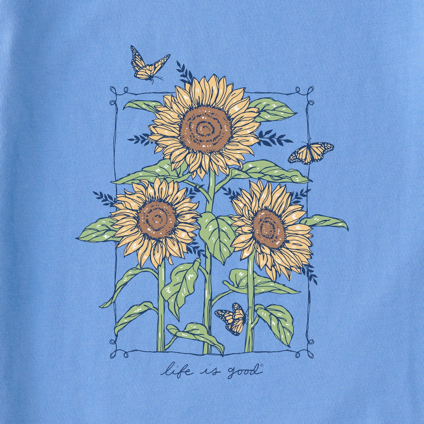 Women's Sunflowers & Monarchs Short Sleeve Crusher Tee