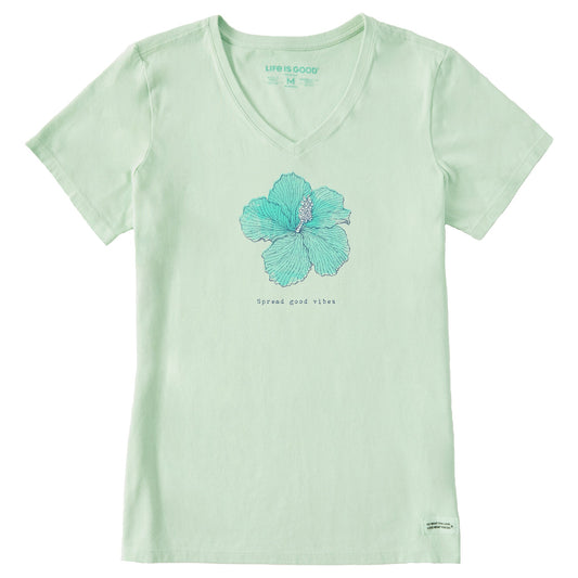 Women's Good Vibes Hibiscus Short Sleeve Crusher Vee