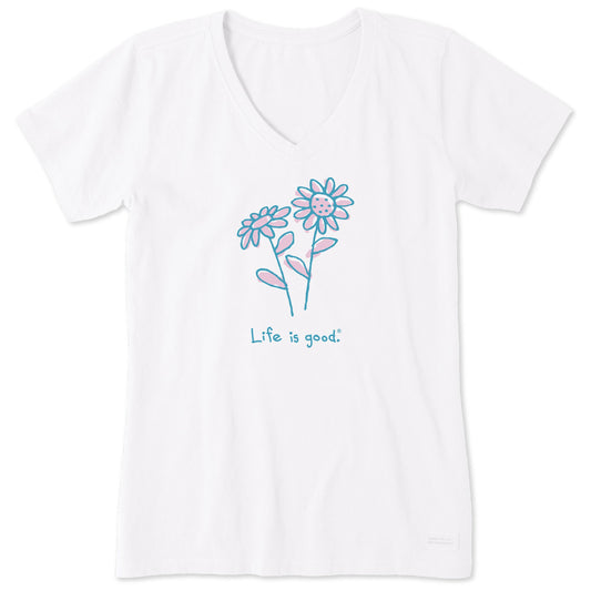 Women's Quirky Daisies Short Sleeve Crusher Vee