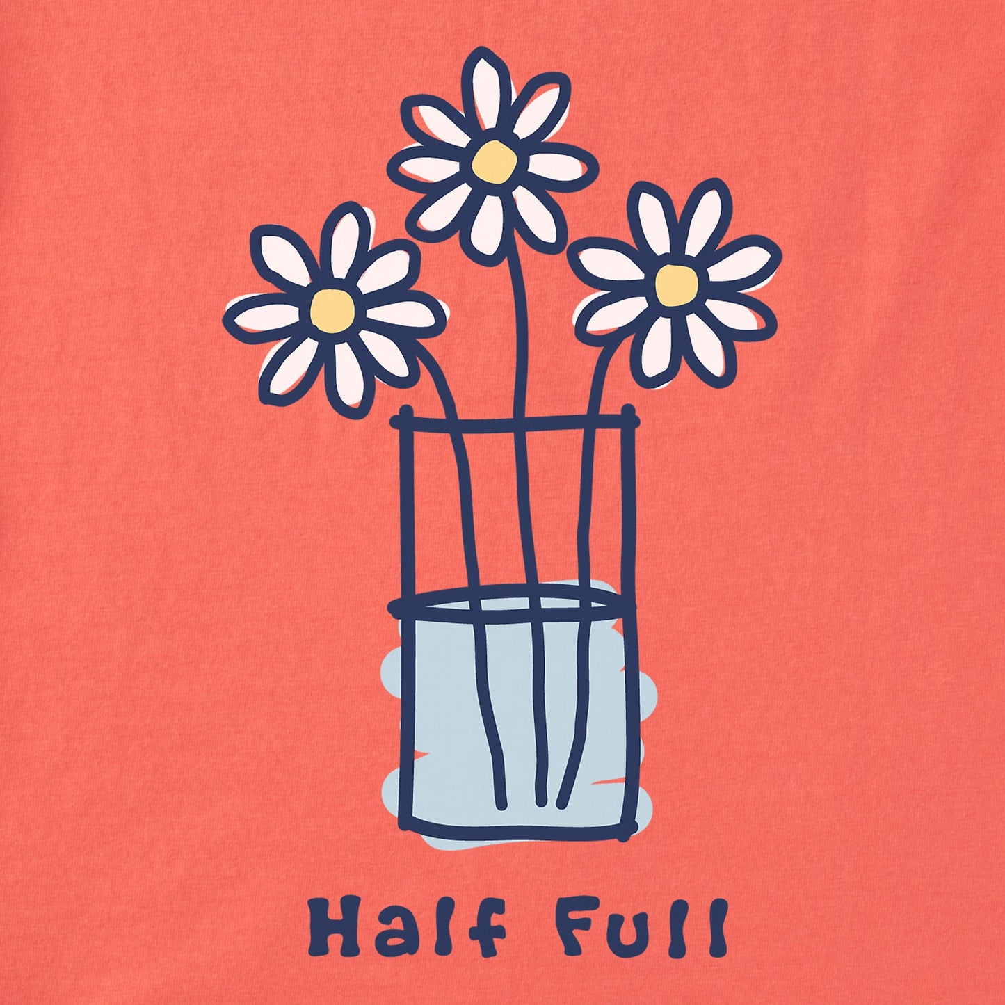 Women's Half Full 3 Daisies Short Sleeve Vee