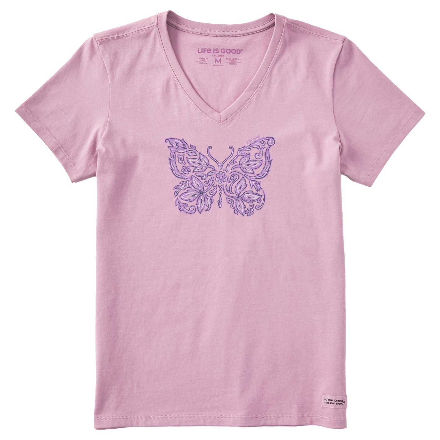 Women's Tribal Butterfly Short Sleeve Crusher Vee