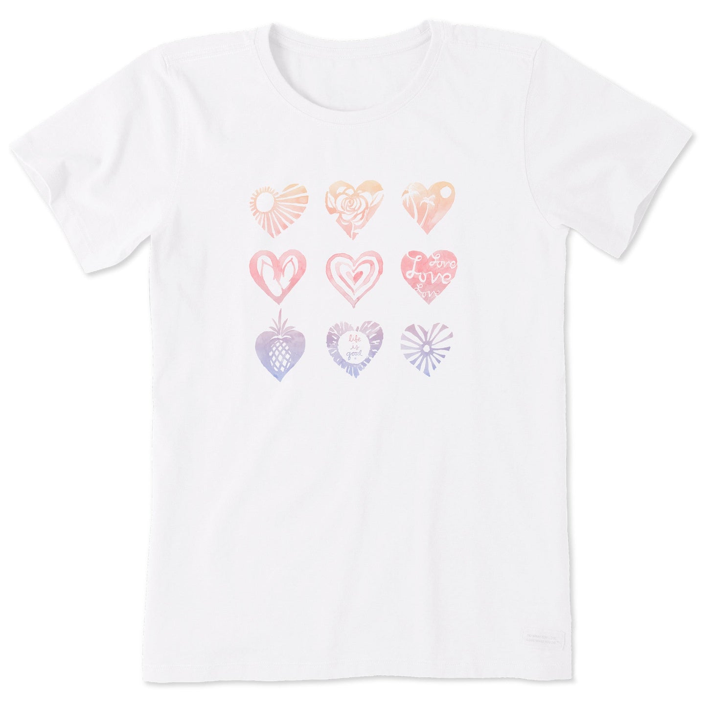 Women's Watercolor Heart Grid Short Sleeve Tee