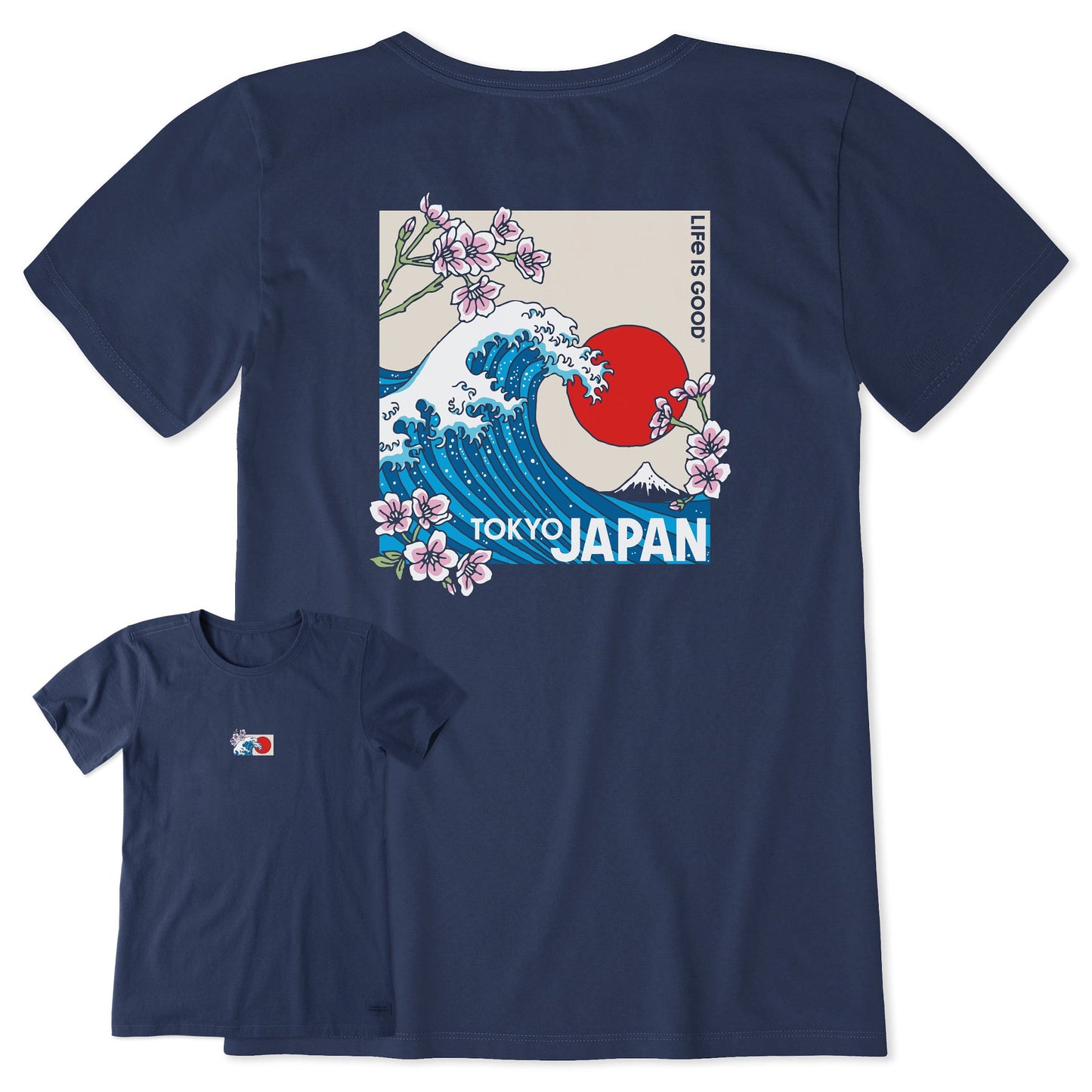 Women's Tokyo Japan Cherry Blossom Wave Short Sleeve Tee