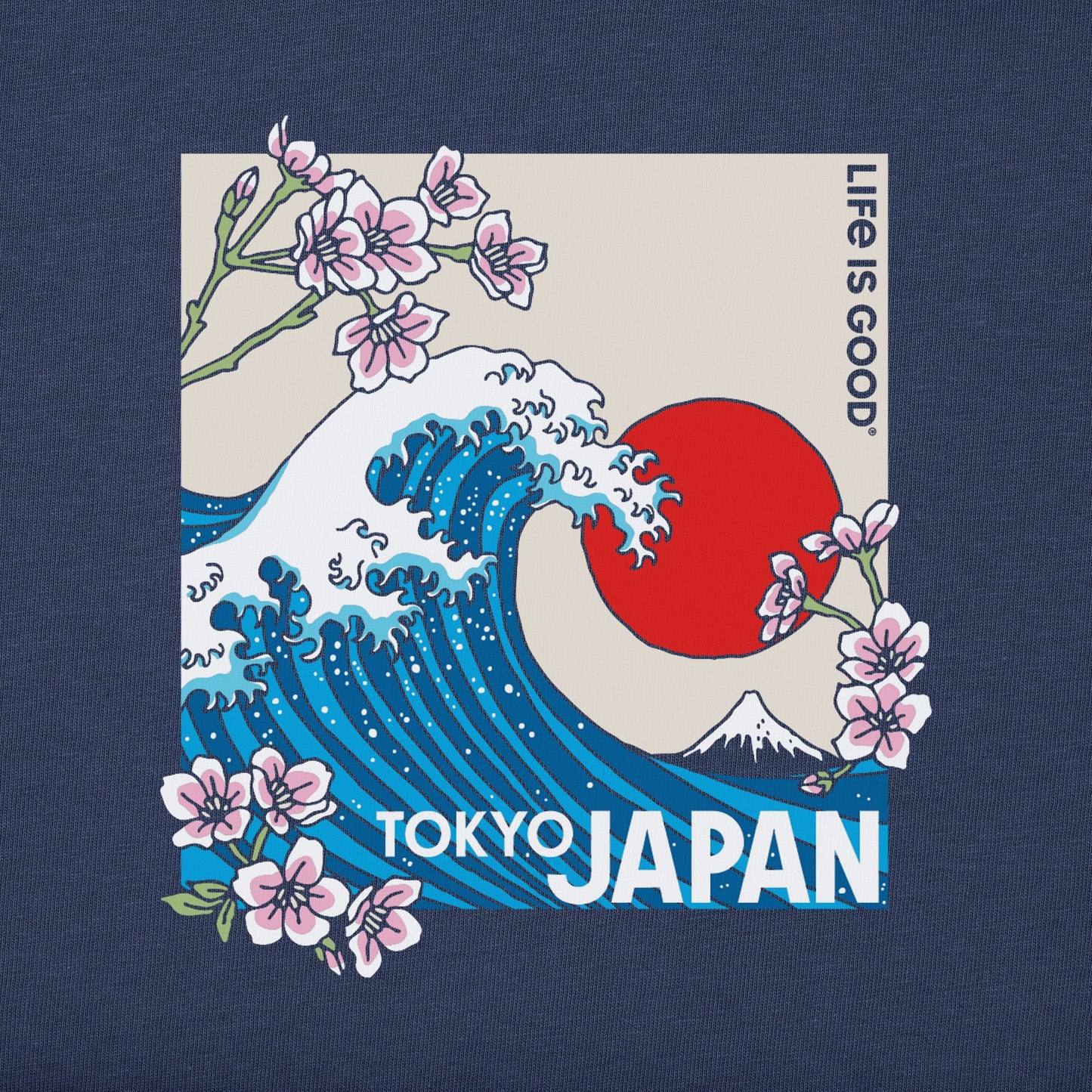 Women's Tokyo Japan Cherry Blossom Wave Short Sleeve Tee