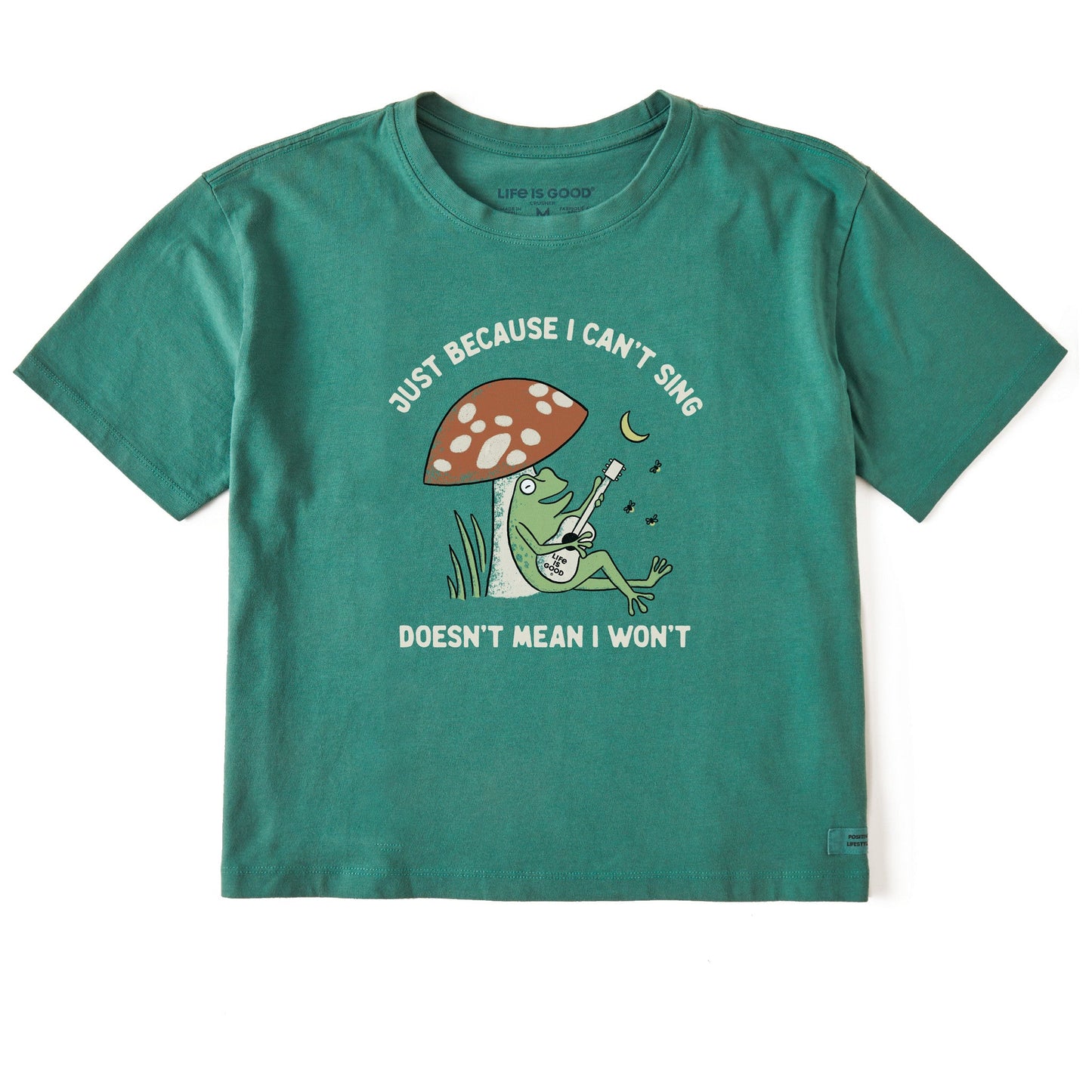 Women's Frog Can't Sing Guitar Short Sleeve Crusher Boxy Tee