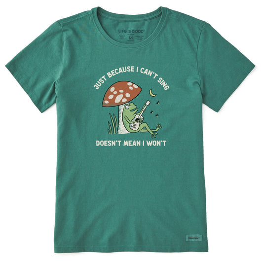 Women's Frog Can't Sing Guitar Short Sleeve Crusher Tee