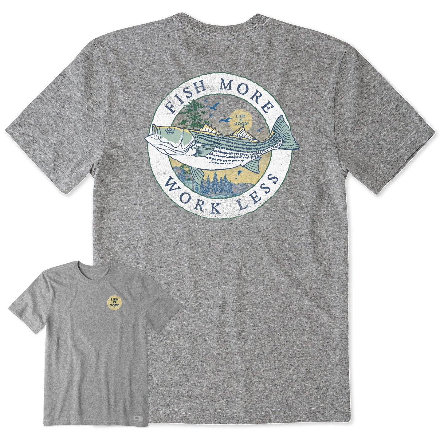 Men's Fineline Fish More Work Less Short Sleeve Tee