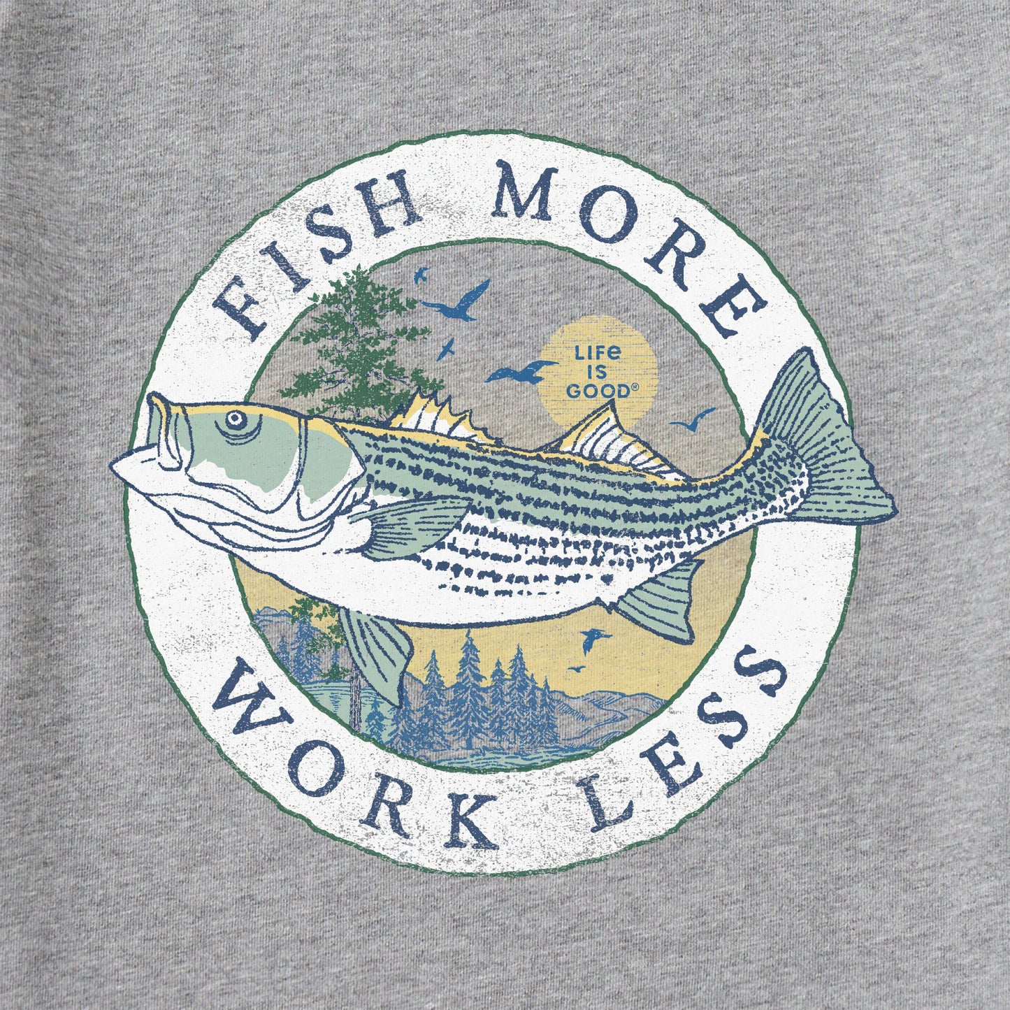 Men's Fineline Fish More Work Less Short Sleeve Tee