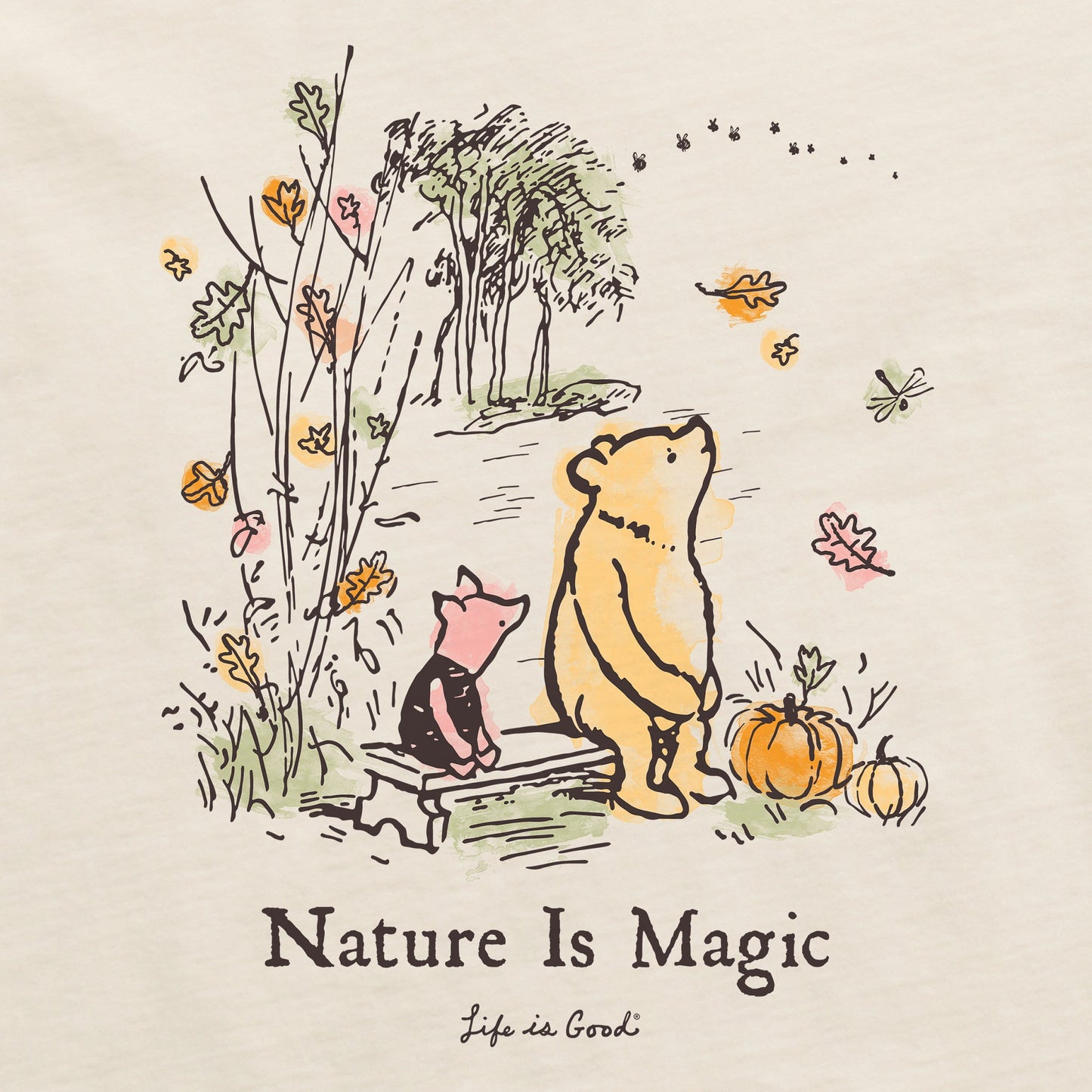 Women's Winnie and P Magic Fall Leaves Short Sleeve Crusher Tee