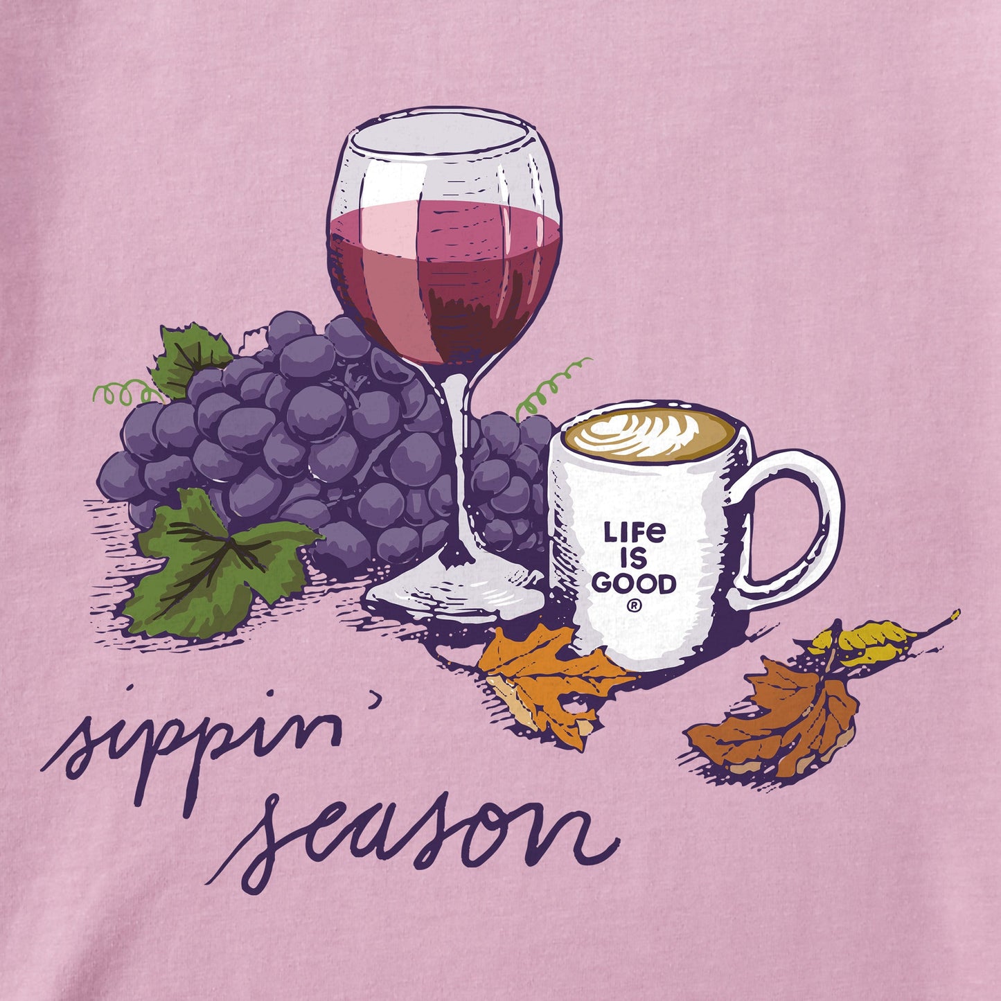 Women's Sippin' Season Wine & Coffee Short Sleeve Tee