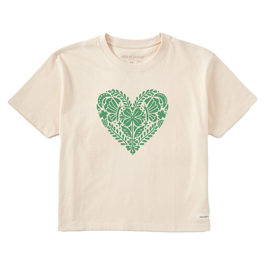 Women's Celtic Clover Heart Short Sleeve Crusher Boxy Tee